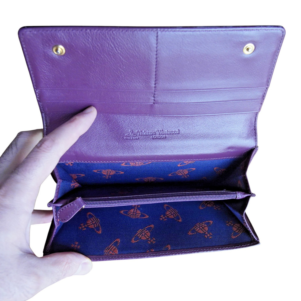 Vivienne Westwood Purple Patent Bow Wallet Orb Logo Italy Y2K Old Money - Picture 5 of 9